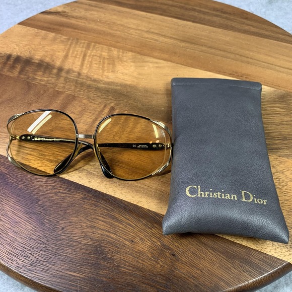 Vintage Christian Dior Sunglasses Women Gold Oversized Butterfly & Case 2056 49 - Picture 1 of 12